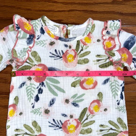 Mud Pie Baby Girls Floral Cotton Gauze One Piece Size 0-3M - Picture 12 of 15
